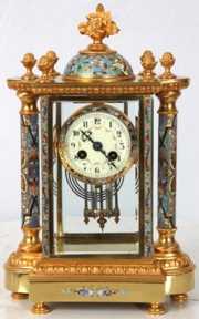 3 Pc. French Bronze & Champleve Clock Set