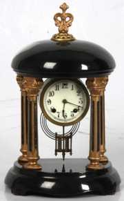 New Haven Enamel & Cast Iron Mantle Clock