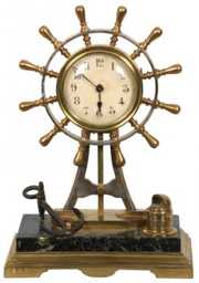 French Bronze Ship’s Helm Desk Clock