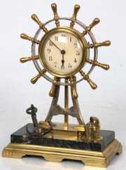 French Bronze Ship’s Helm Desk Clock