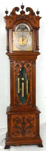 Walter Durfee Oak 9 Tube Grandfather Clock