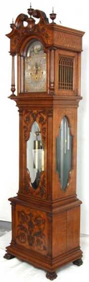 Walter Durfee Oak 9 Tube Grandfather Clock