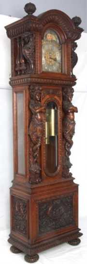 R.J. Horner Oak 9 Tube Grandfather Clock