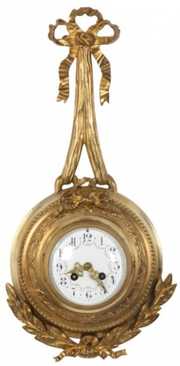 Signed Carre Bronze Pendent Cartel Clock