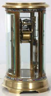 Oval French Brass & Champleve Crystal Regulator