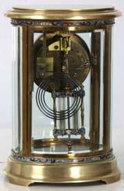 Oval French Brass & Champleve Crystal Regulator