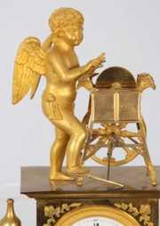 French Silk Thread Bronze Cupid Clock