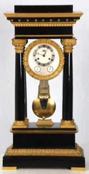 French Empire Portico Calendar Clock