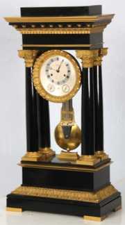French Empire Portico Calendar Clock