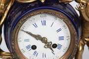 Figural Putti Gilt & Cobalt Porcelain Clock