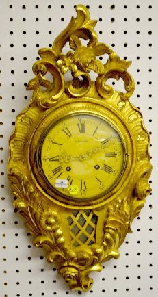 Bucherer Gold Gilt Hanging Cartel Clock