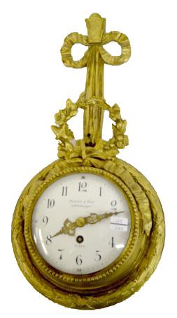 French Bronze Hanging Cartel Clock