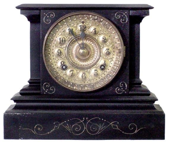 Ansonia Ebonized Iron Mantel Clock