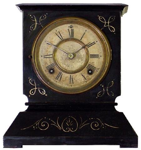 Ansonia Ebonized Iron Mantel Clock