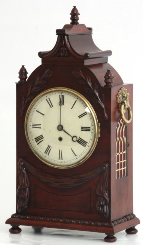 Carved Mahogany Fusee Bracket Clock
