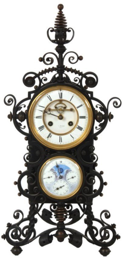 Wrought Iron Double Dial Mantle Clock