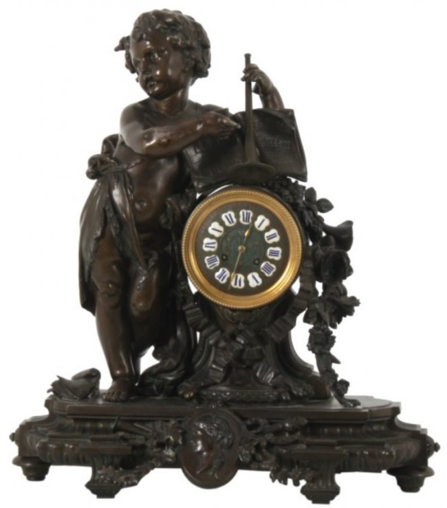 Lg. French Figural Mantle Clock