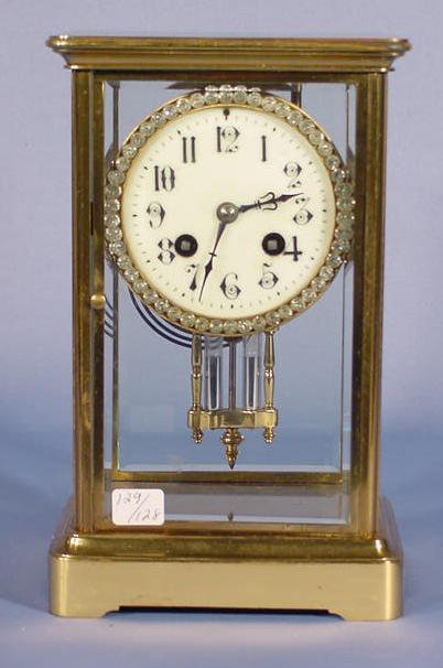 Crystal Brass and Beveled Glass Regulator Clock