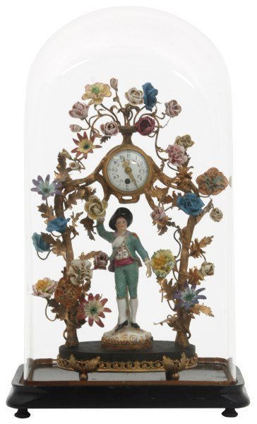 Boler French Porcelain & Brass Dome Clock