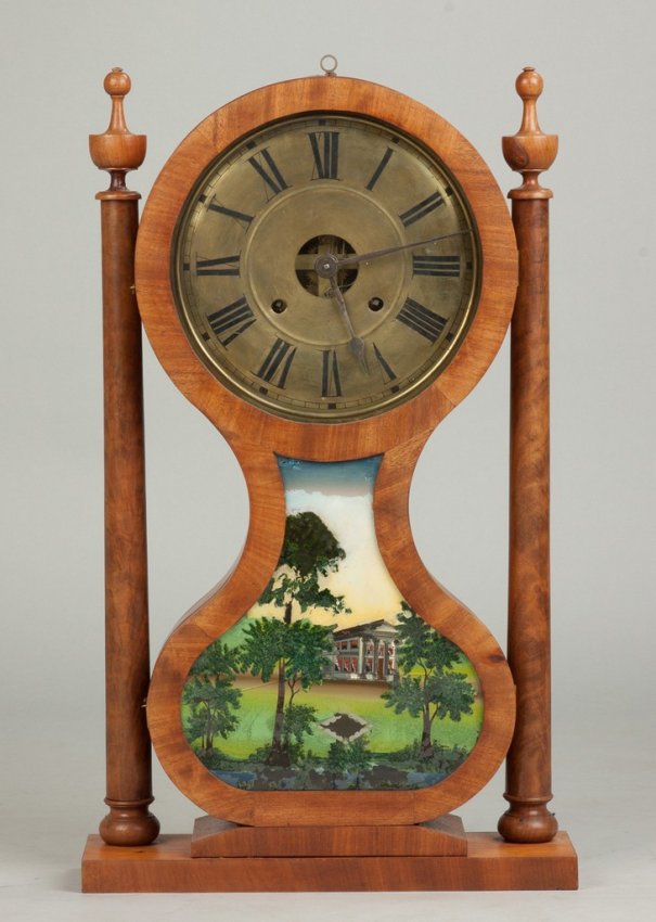 Joseph Ives Hourglass Shelf Clock, Plainville, CT