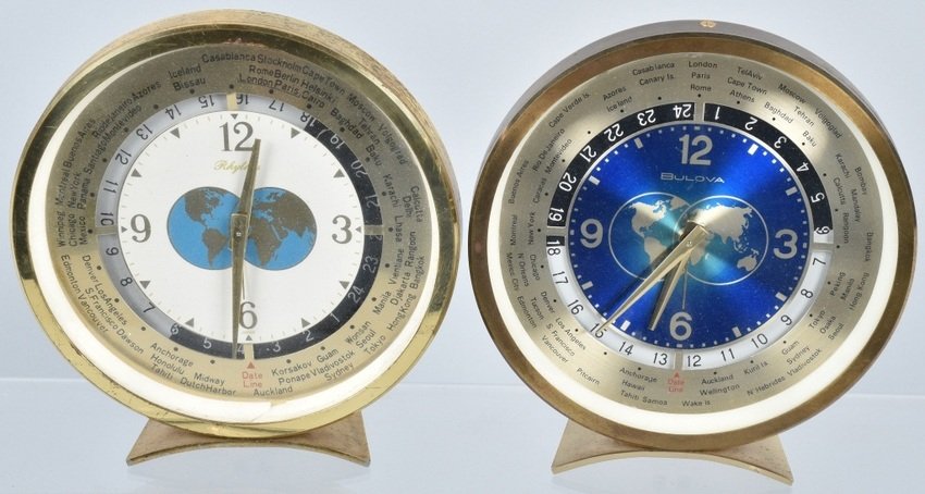 2-WORLD CLOCKS, BULOVA & RHYTHM