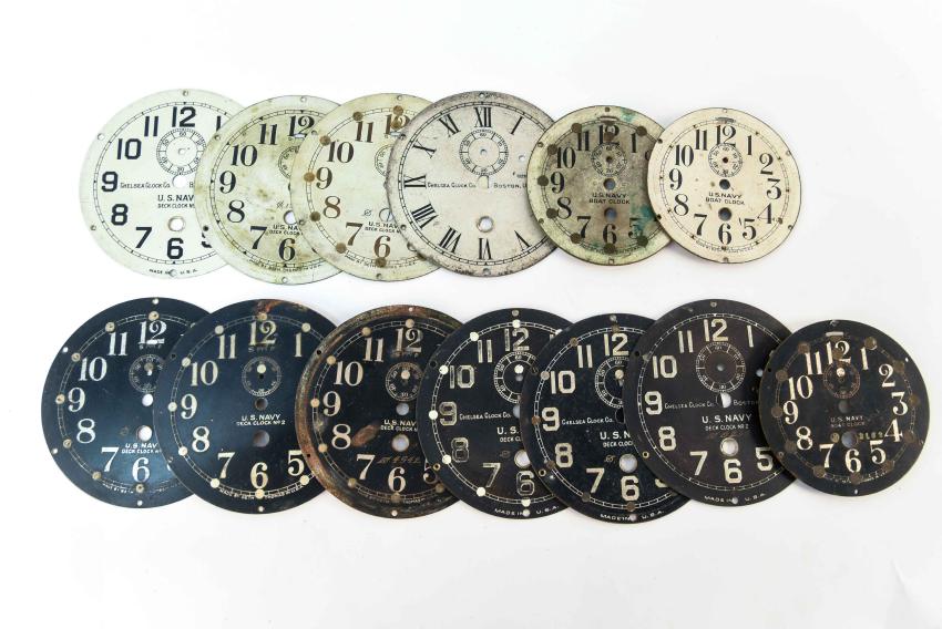 GROUPING OF US NAVY BOAT CLOCK DIALS