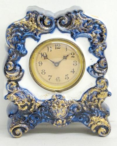 Cobalt & White China Cased Clock