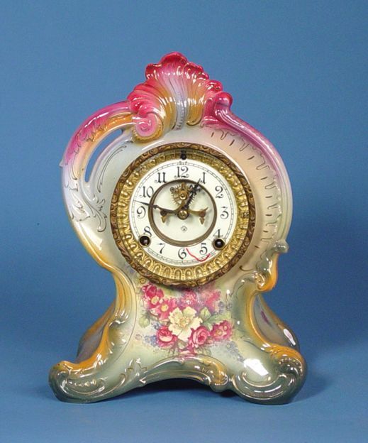 Ansonia Royal Bonn Porcelain Mantel Clock