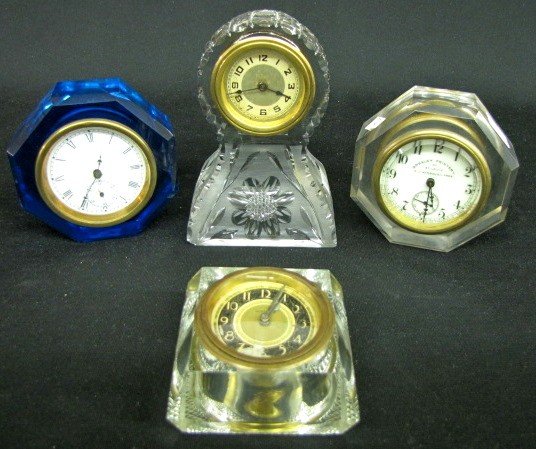 4 Antique Glass Dresser Clocks