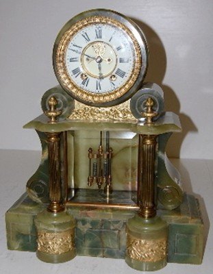 Ansonia “French” Green Onyx Crystal Regulator