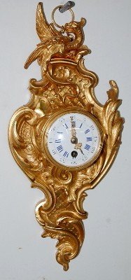 Miniature French Bronze Cartel Clock, w/ Dragons