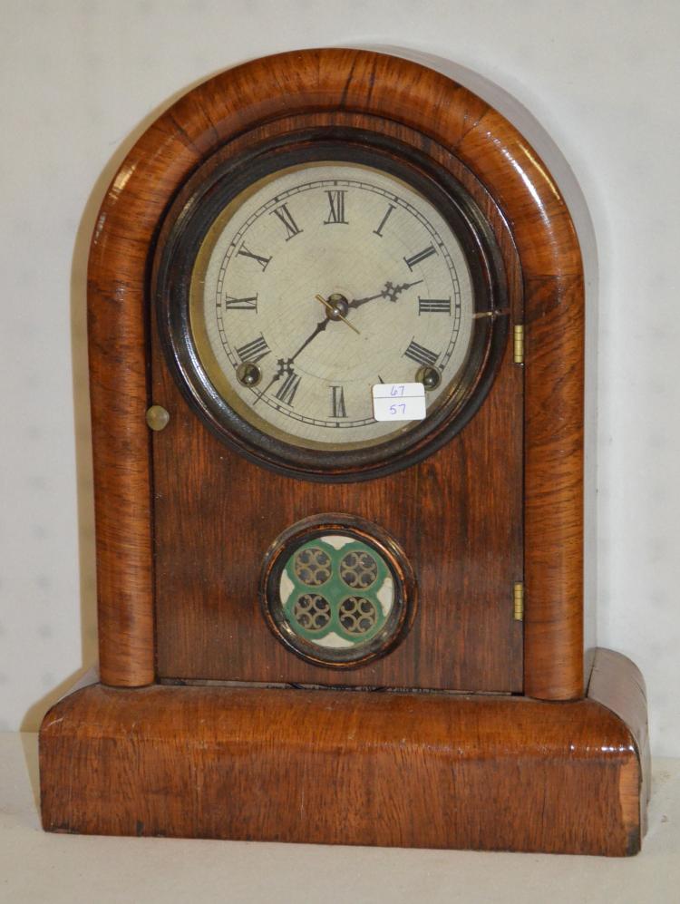 Antique Gilbert Rosewood Round Top Shelf Clock