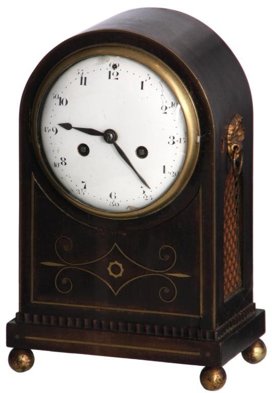 Brass Inlaid Mahogany Mantle Clock