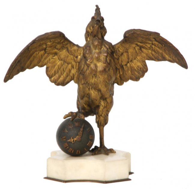 French Bronze Rooster Clock