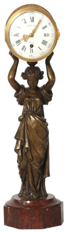 Standing Figural Bronze Clock