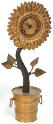 Bronze Silk Thread Sunflower Clock