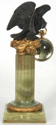 Bronze Eagle & Onyx Pedastal Glass Ball Clock