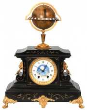 French Marble Mantle Clock w/ Annular Globe