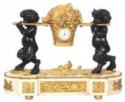Double Figural Bronze Mantle Clock