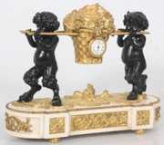 Double Figural Bronze Mantle Clock