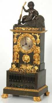 French Bronze Animated Fountain Clock