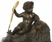 French Bronze Animated Fountain Clock