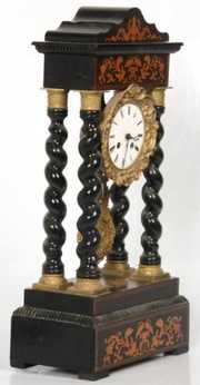 French Empire Inlaid Portico Clock