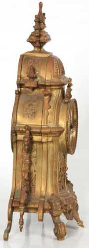 French Gothic Brass Mantle Clock