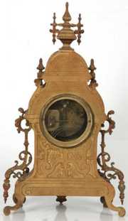 French Gothic Brass Mantle Clock