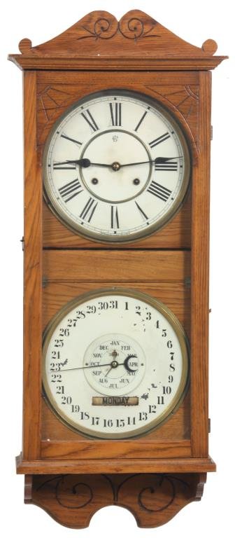 C.W. Feishtinger Double Dial Calendar Clock