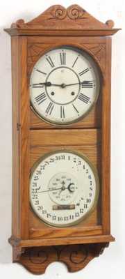 C.W. Feishtinger Double Dial Calendar Clock