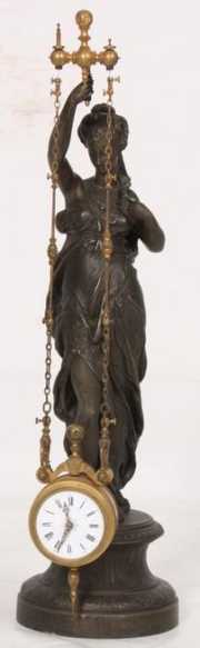 French Figural Mystery 2 Chain Swinger Clock