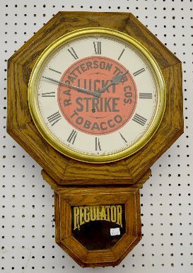 Oak “Lucky Strike” Advertising School House Clock