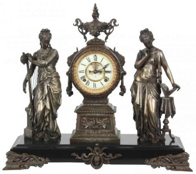 Ansonia Double Figural Mantle Clock